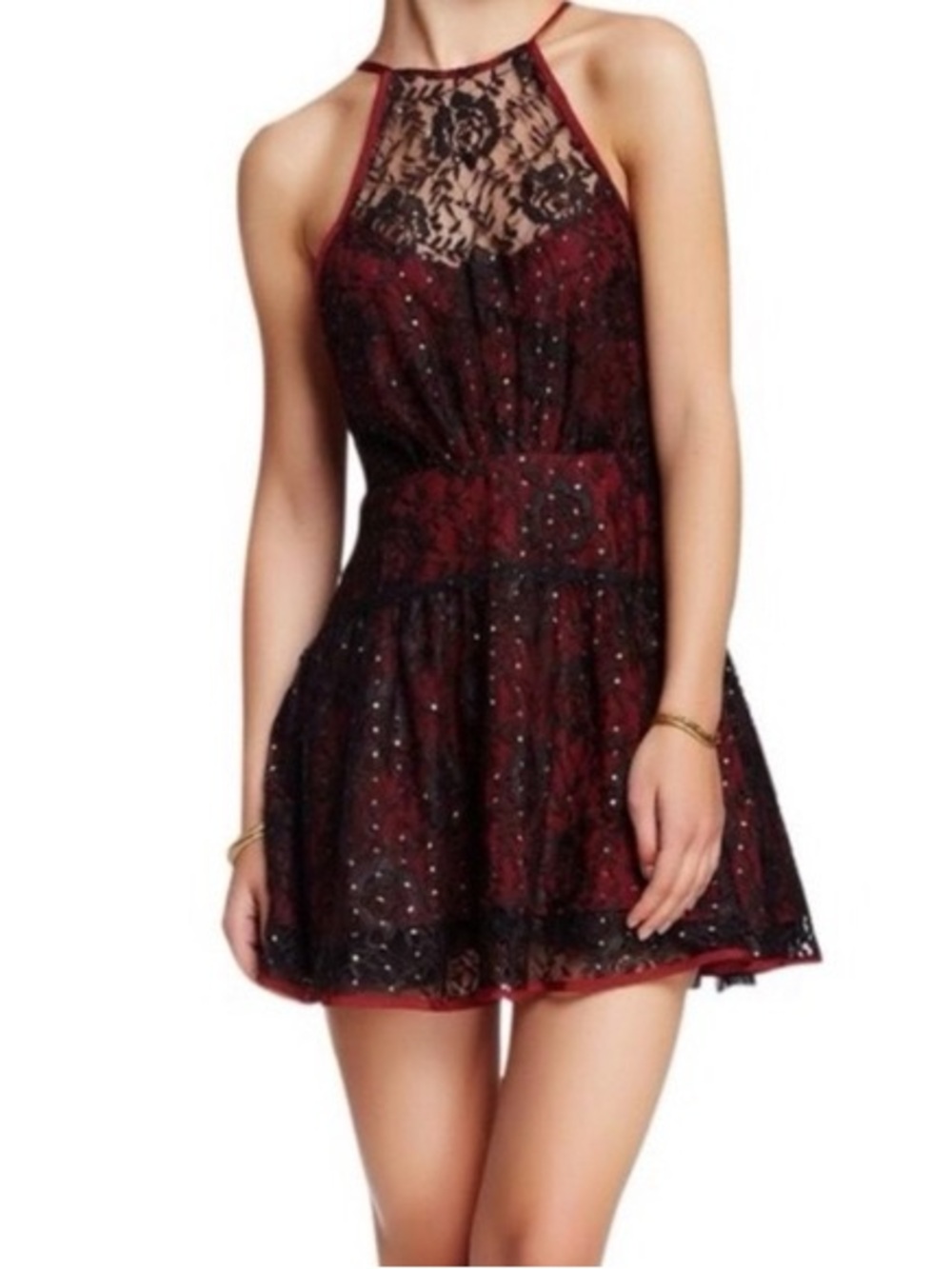 Free People Wish Upon A Star Lace Mini Dress